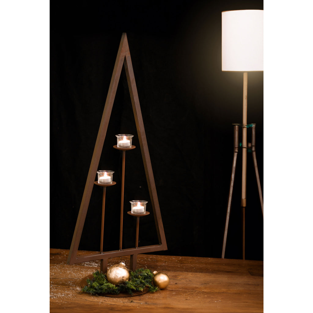 Teelichthalter Metall groß "Tanne - Lichterschein" Edelrost Weihnachtsdeko Tanne