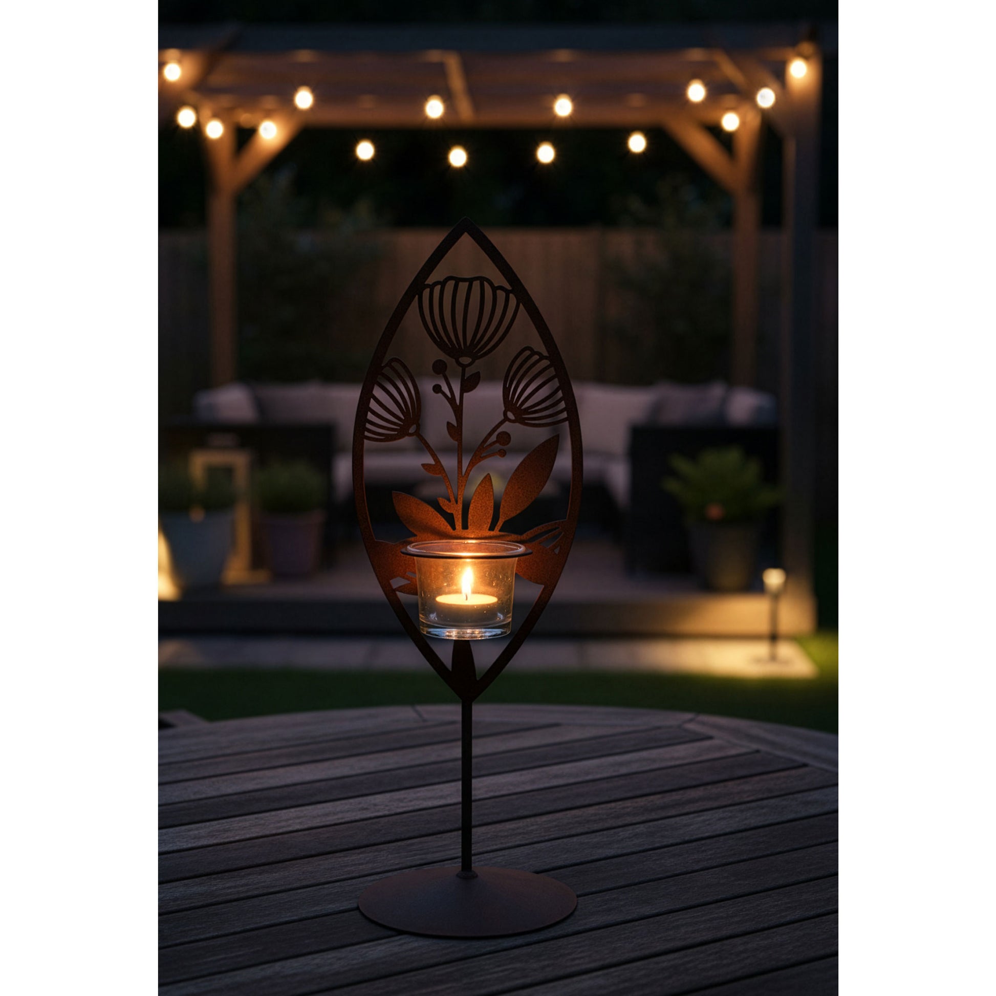 Teelichthalter Dahlie Floral und Mandala Stilvolle Edelrost-Tischdeko im 3er-Set