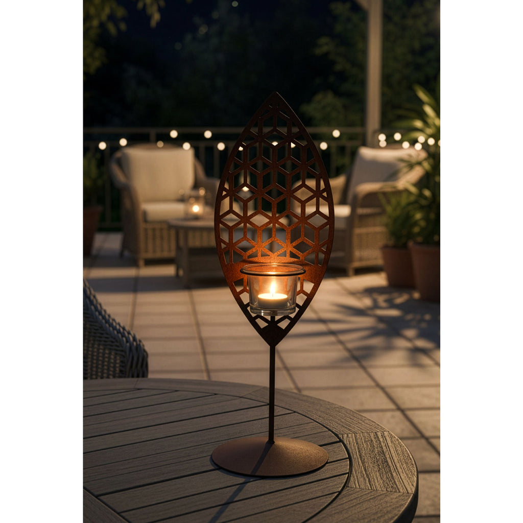 Teelichthalter Dahlie Floral und Mandala Stilvolle Edelrost-Tischdeko im 3er-Set