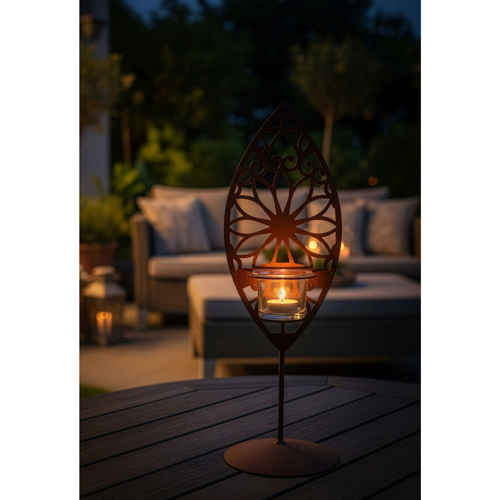 Teelichthalter Dahlie Floral und Mandala Stilvolle Edelrost-Tischdeko im 3er-Set