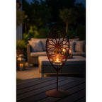 Teelichthalter Dahlie Floral und Mandala Stilvolle Edelrost-Tischdeko im 3er-Set