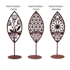 Teelichthalter Dahlie Floral und Mandala Stilvolle Edelrost-Tischdeko im 3er-Set