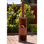 Terrassenofen aus Edelrost Design Gartenofen aus Metall, Made in Germany 196 cm