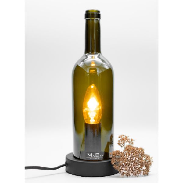 2IN1 Tischleuchte & Windlicht BORDEAUX FLASCHE - Innovatives Design