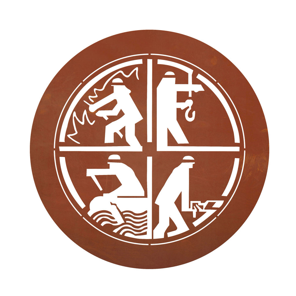 Wandbild Florian - Metall Edelrost mit Feuerwehr Motiv, Geschenkidee