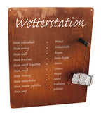 Moderne Wetterstation aus Edelrost zum Hängen Gartendeko Rost Schild Rostdeko