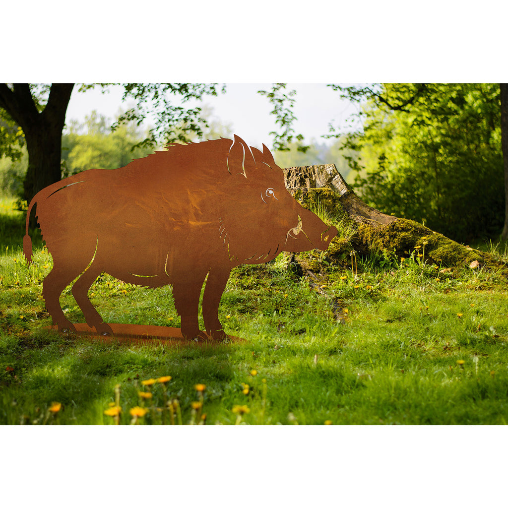 Tierfigur Metall - Wildschwein - Edelrost Skulptur Landhaus Deko Tierfreunde