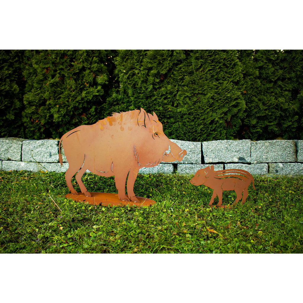 Tierfigur Metall - Wildschwein - Edelrost Skulptur Landhaus Deko Tierfreunde