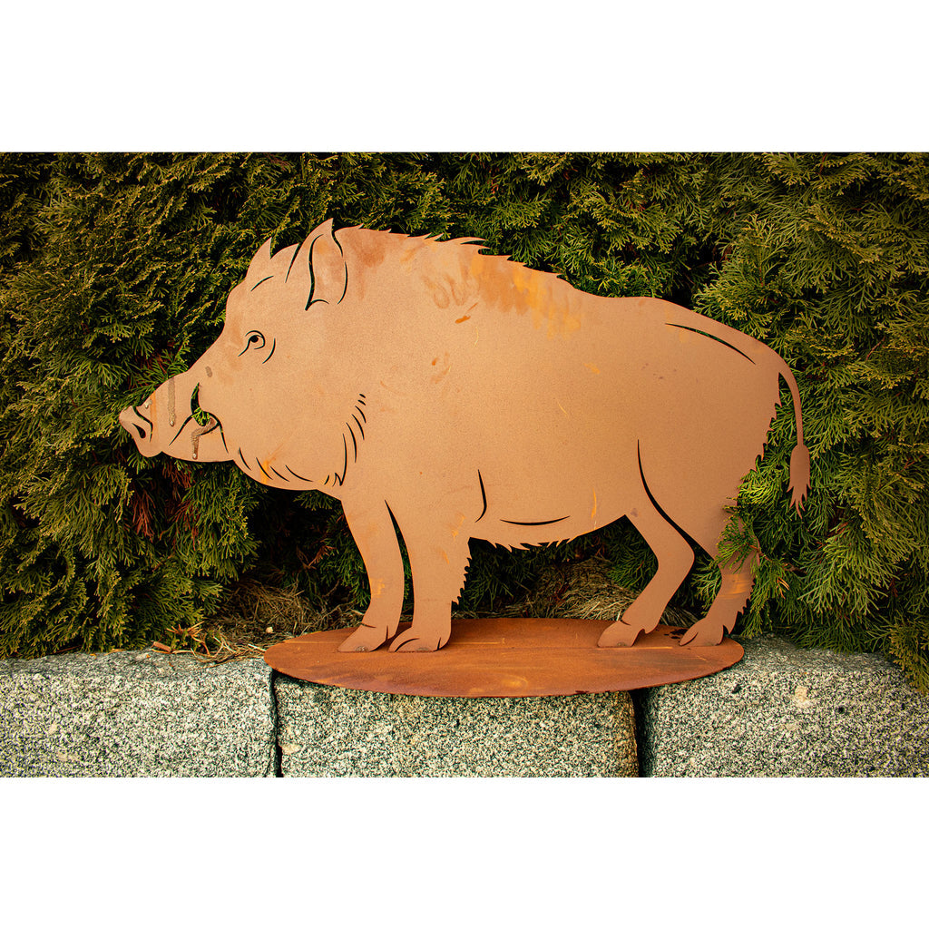 Tierfigur Metall - Wildschwein - Edelrost Skulptur Landhaus Deko Tierfreunde