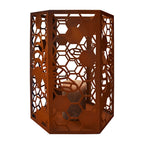 Windlicht Bienenwabe aus Metall 6eckig Edelrost Kerzenhalter mit Wabendekor