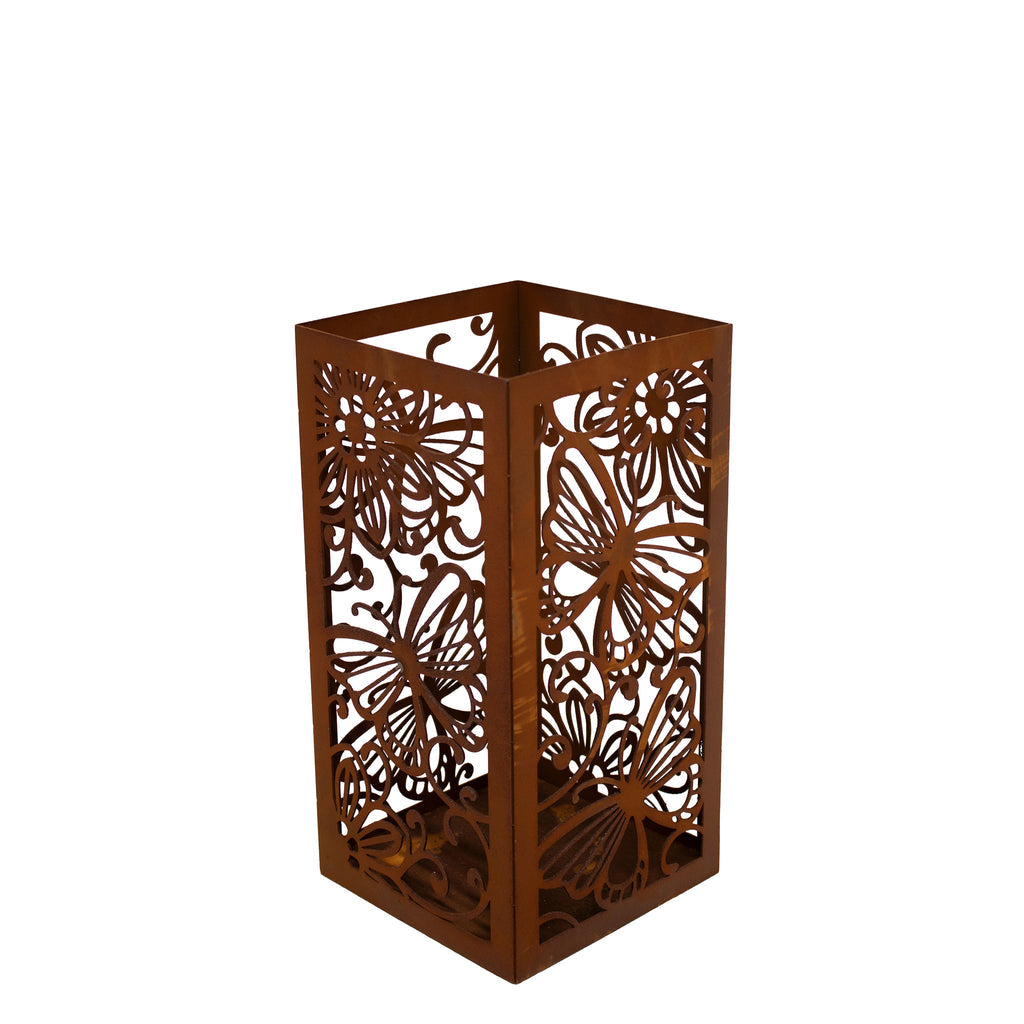 Windlicht - Schmetterlinge - Metall Edelrost in verschiedenen Größen, Gartendeko