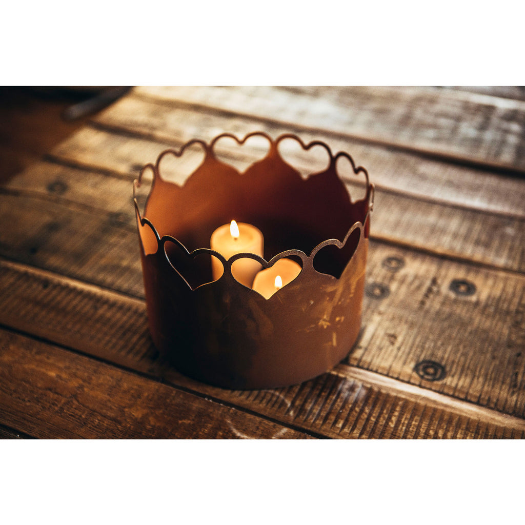 Windlicht Valentin - Metall Windlicht mit Herzen Edelrost Deko Outdoor