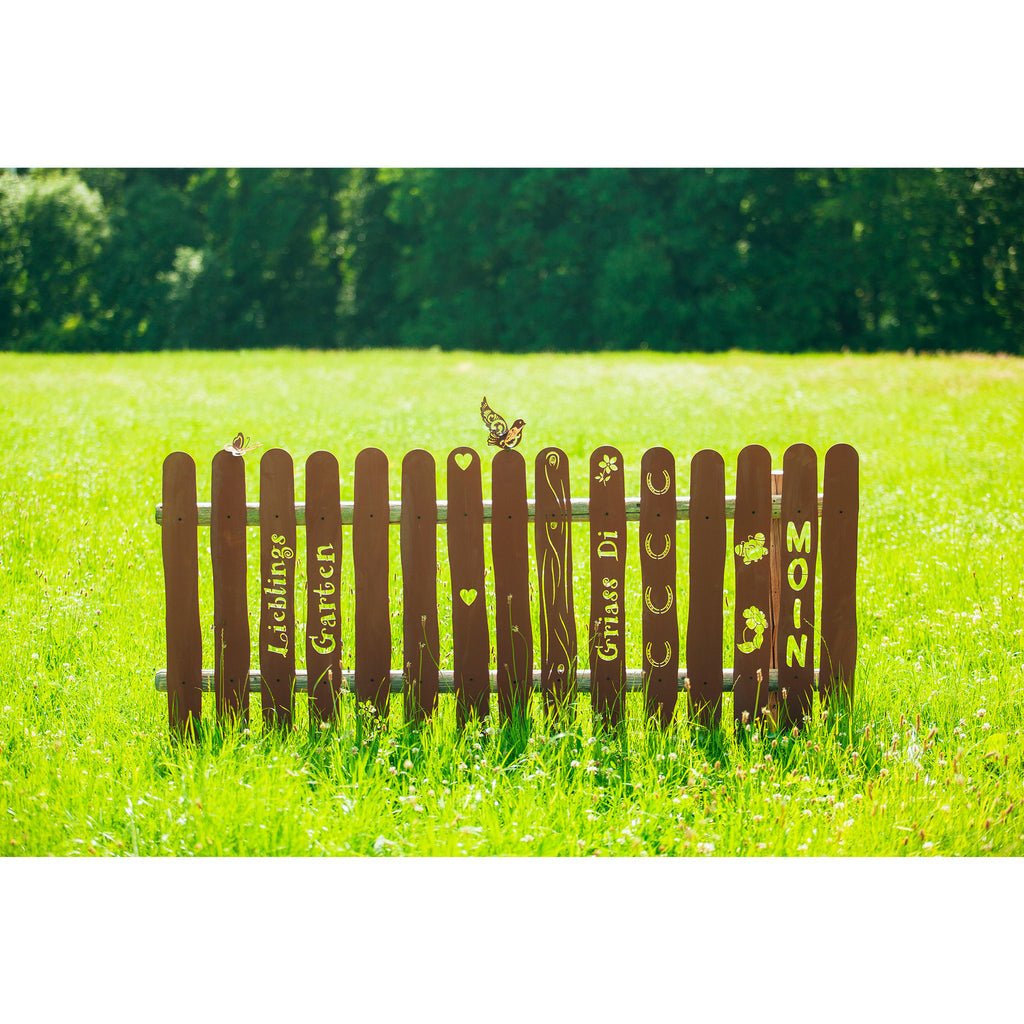 Gartenzaun Zaunlatten aus Edelrost Metall Zaunlatte in unterschiedlichen Designs